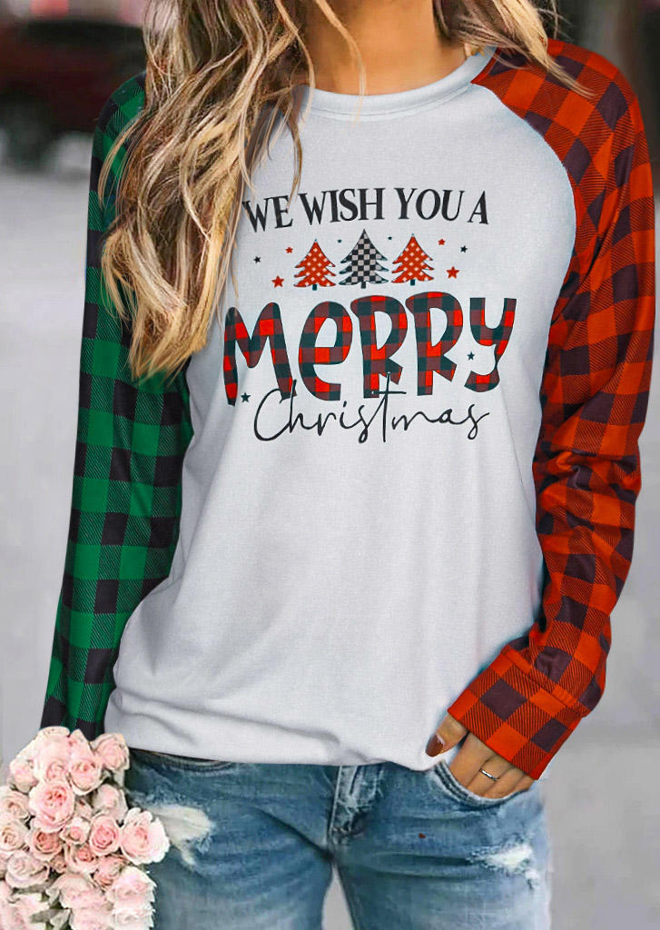 

We Wish You A Merry Christmas Plaid Sweatshirt, Multicolor, 523026