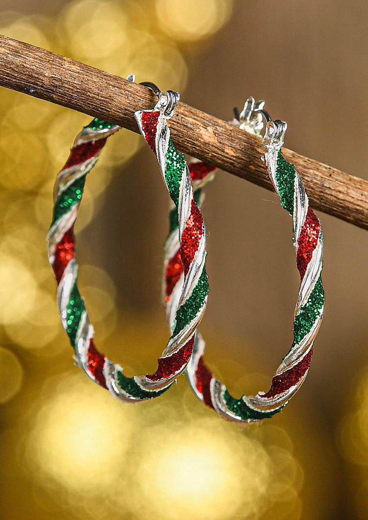 

Christmas Color Block Alloy Earrings, Multicolor, 523180
