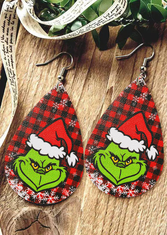

Cartoon Buffalo Plaid Water Drop Earrings, Multicolor, 523414