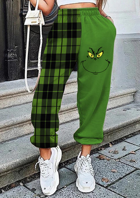 

Cartoon Plaid Color Block Sweatpants, Multicolor, 523518