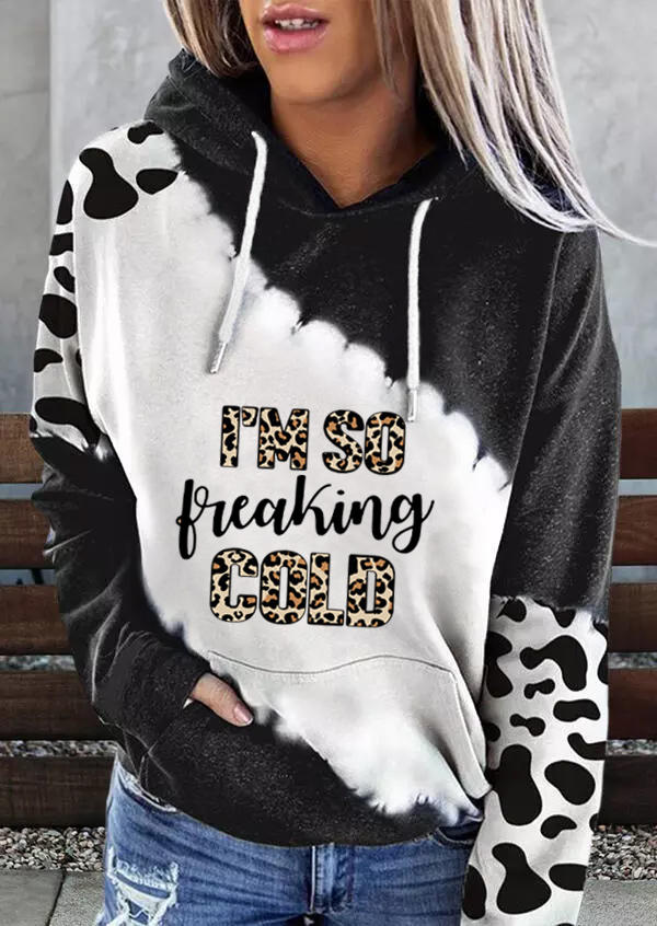 

I' So Freaking Cold Cow Leopard Hoodie - Black, 522569