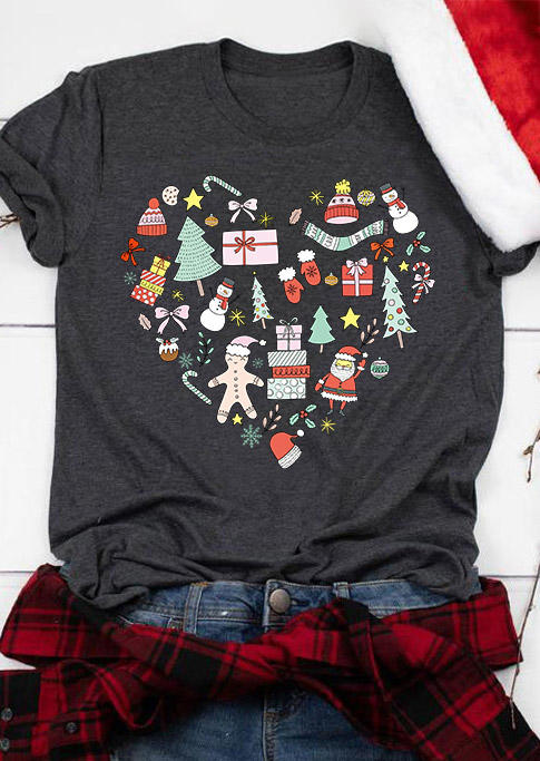 

Christmas Favorites Things Heart T-Shirt Tee - Dark Grey, 522762