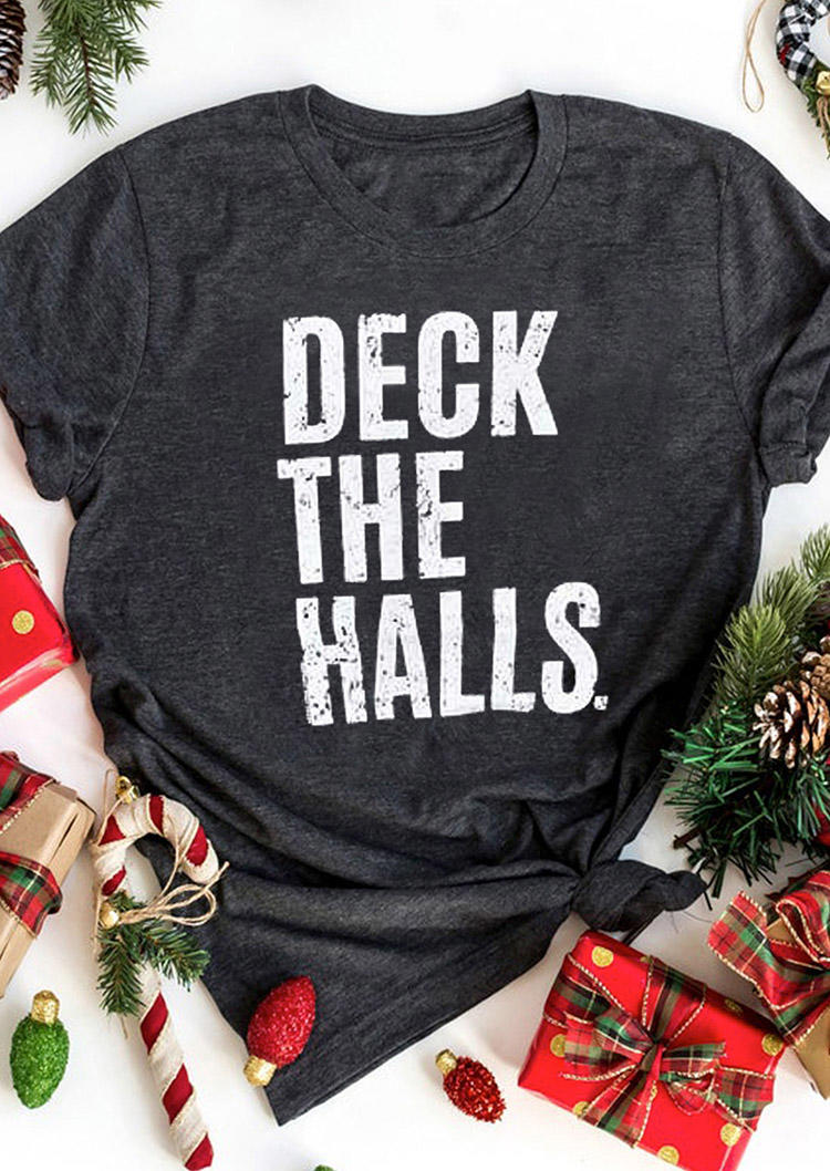 Buy Deck The Halls T-Shirt Tee - Dark Grey. Picture