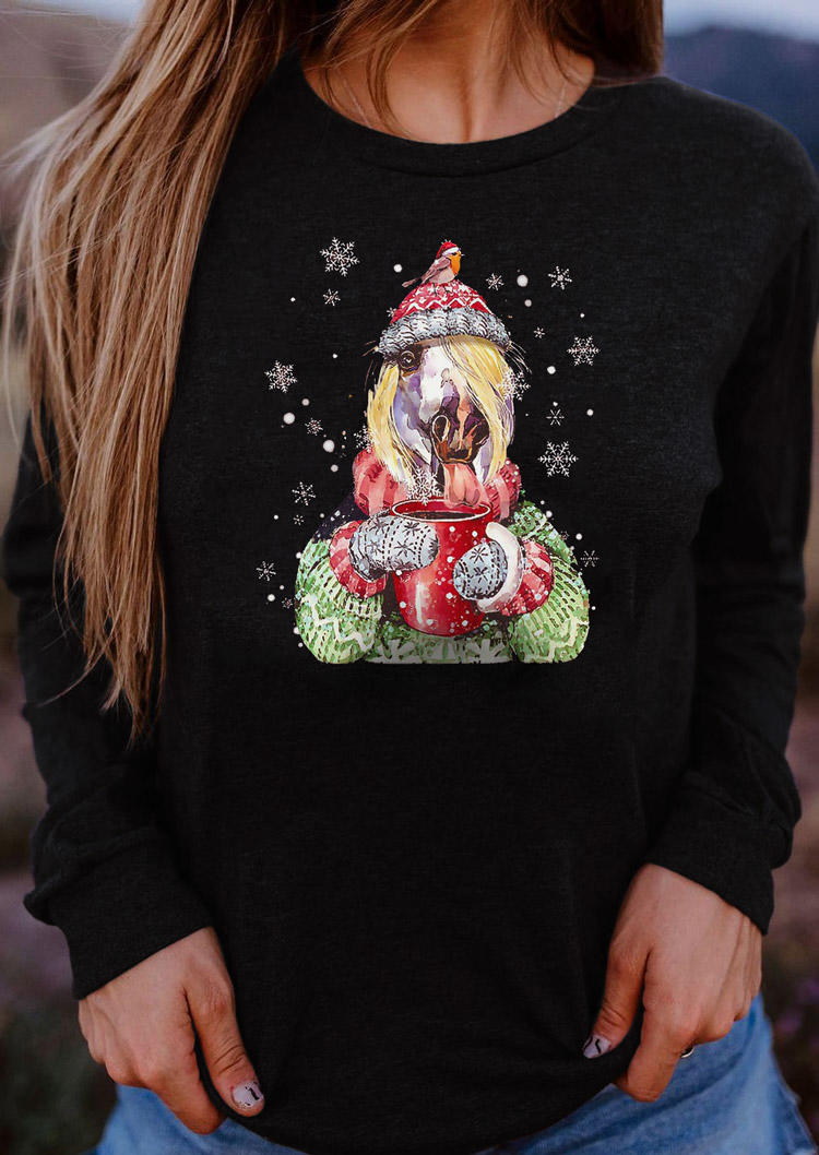 

Hat Horse Snowflake Sweatshirt - Black, 523068