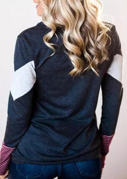 Color Block Striped Long Sleeve Blouse