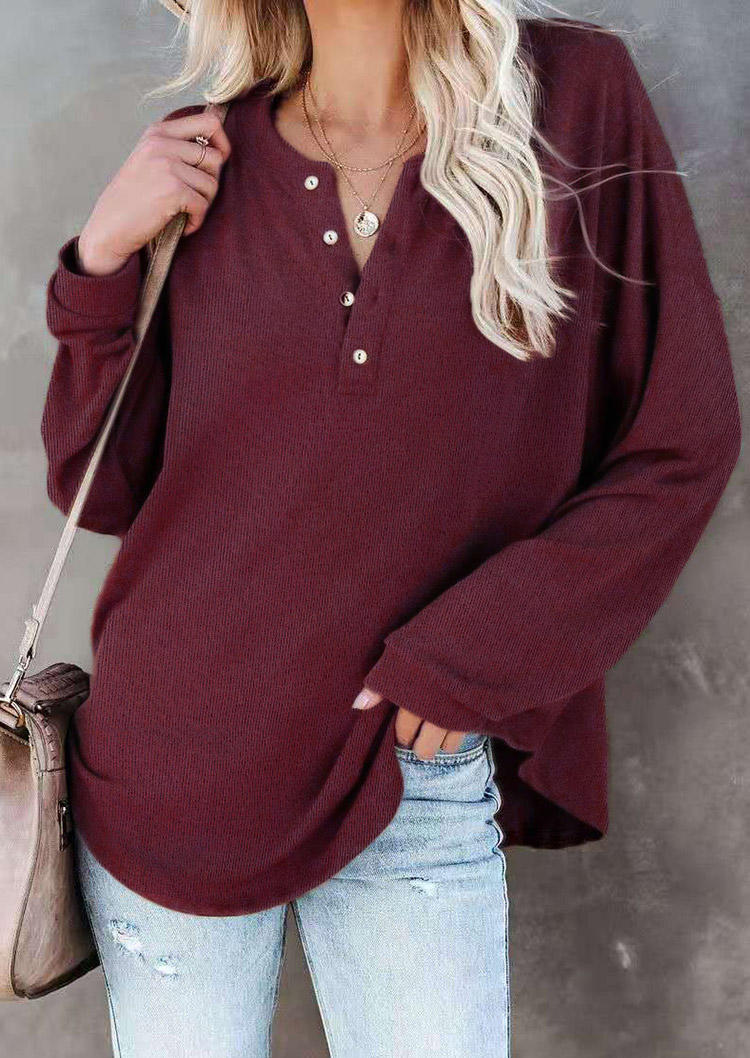 

Button Long Sleeve Blouse - Plum, 523212
