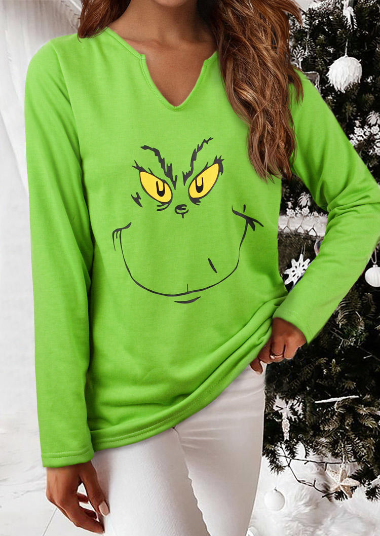 

Cartoon Face Long Sleeve Sweatshirt - Green, 523292