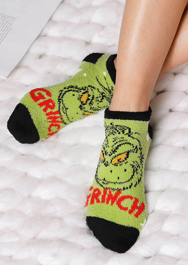 

Christmas Cartoon Star Crew Socks, Green;cyan, 523328