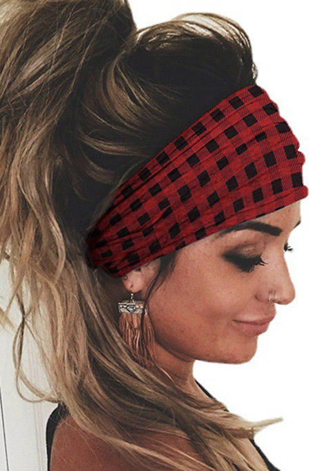 

Christmas Plaid Elastic Sports Wide Headband, Multicolor, 523335