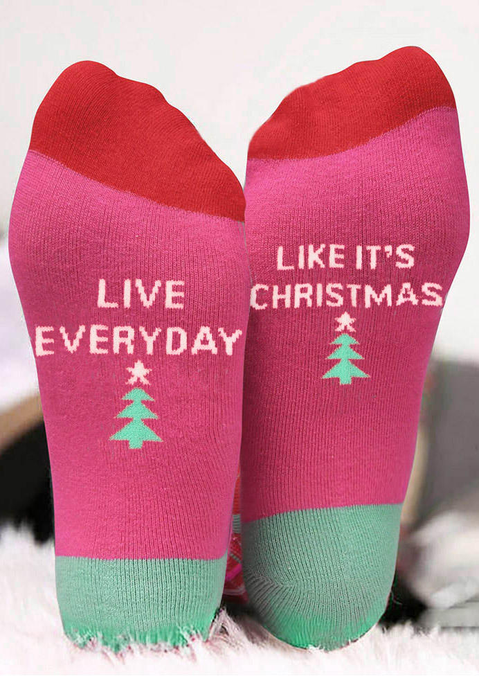 

Live Everyday Like It's Christmas Crew Socks, Red, 523509