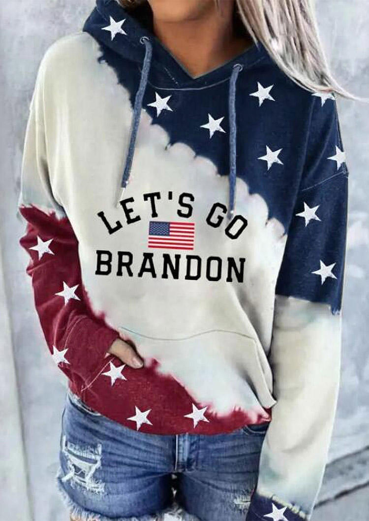 FJB Let's Go Brandon Star Long Sleeve Hoodie - White