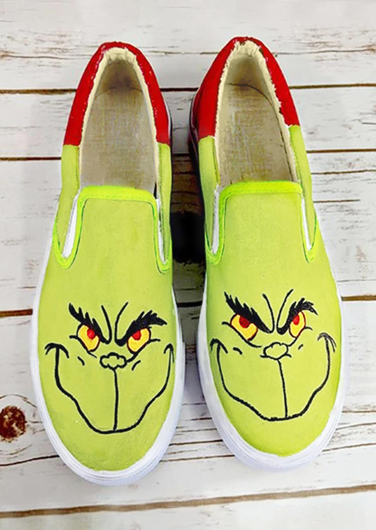 

Christmas Cartoon Slip-On Sneakers - Green, 523598