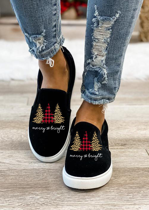 

Merry And Bright Leopard Plaid Tree Sneakers - Black, 523718