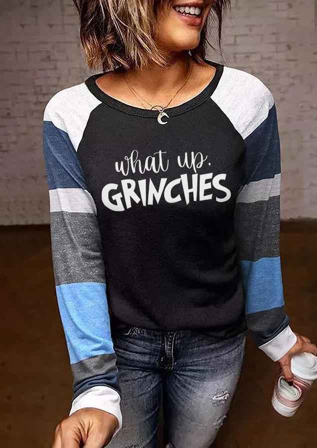 

What Up Color Block Long Sleeve Blouse - Black, 523721
