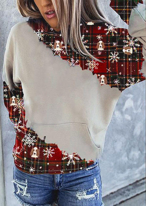 

Plaid Snowflake Dog Pocket Hoodie - Plaid, Multicolor, 522367