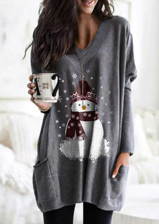 

Christmas Snowman Snowflake Mini Dress - Gray, 523578