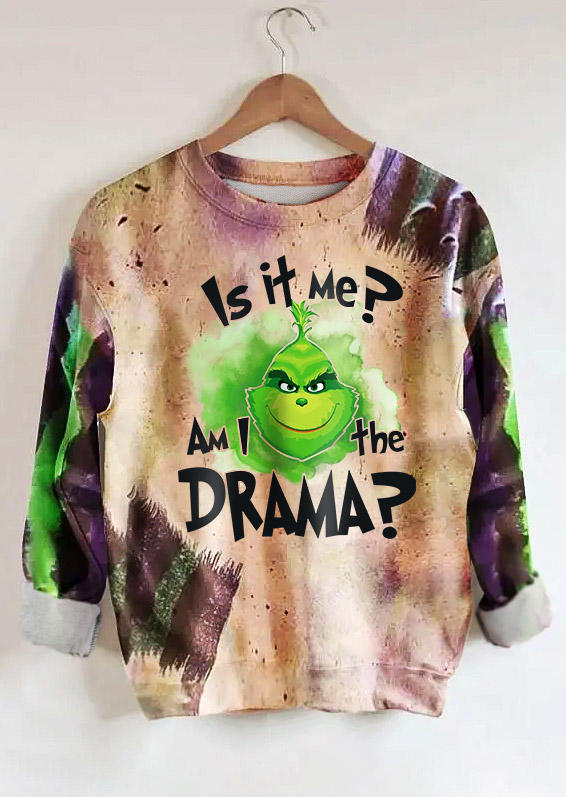 

Am I The Drama Cartoon Pullover Sweatshirt, Multicolor, 523858