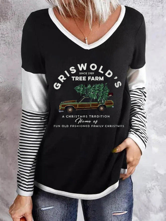 

Griswold' Tree Farm Striped Long Sleeve Blouse - Black, 523862