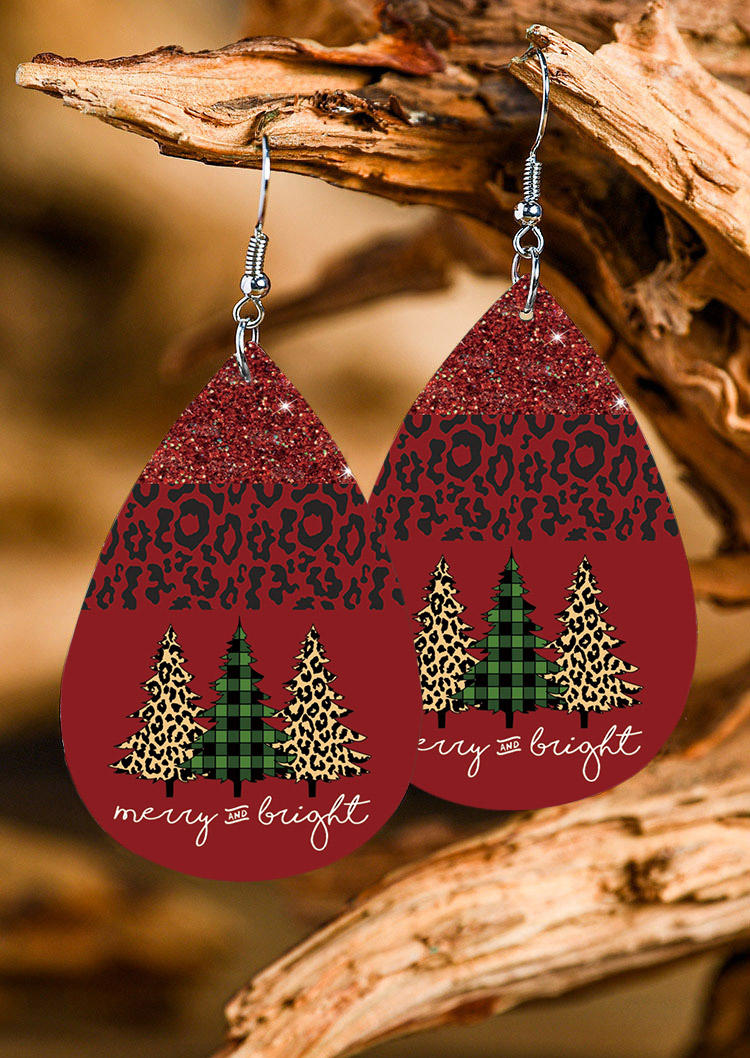 

Merry And Bright Plaid Leopard Trees Earrings, Multicolor, 523872