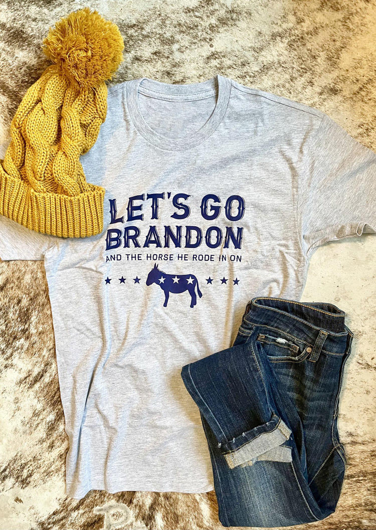 

Let's Go Brandon Star T-Shirt Tee - Light Grey, 523217