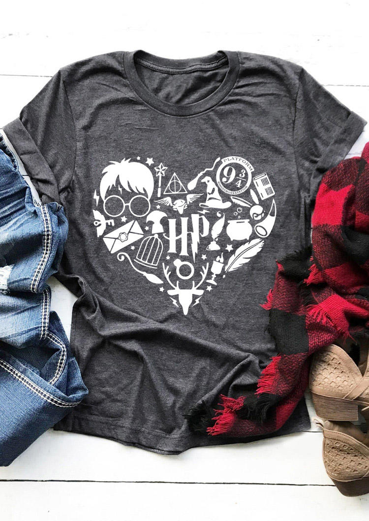 

Harry Potter Heart T-Shirt Tee - Dark Grey, 523355