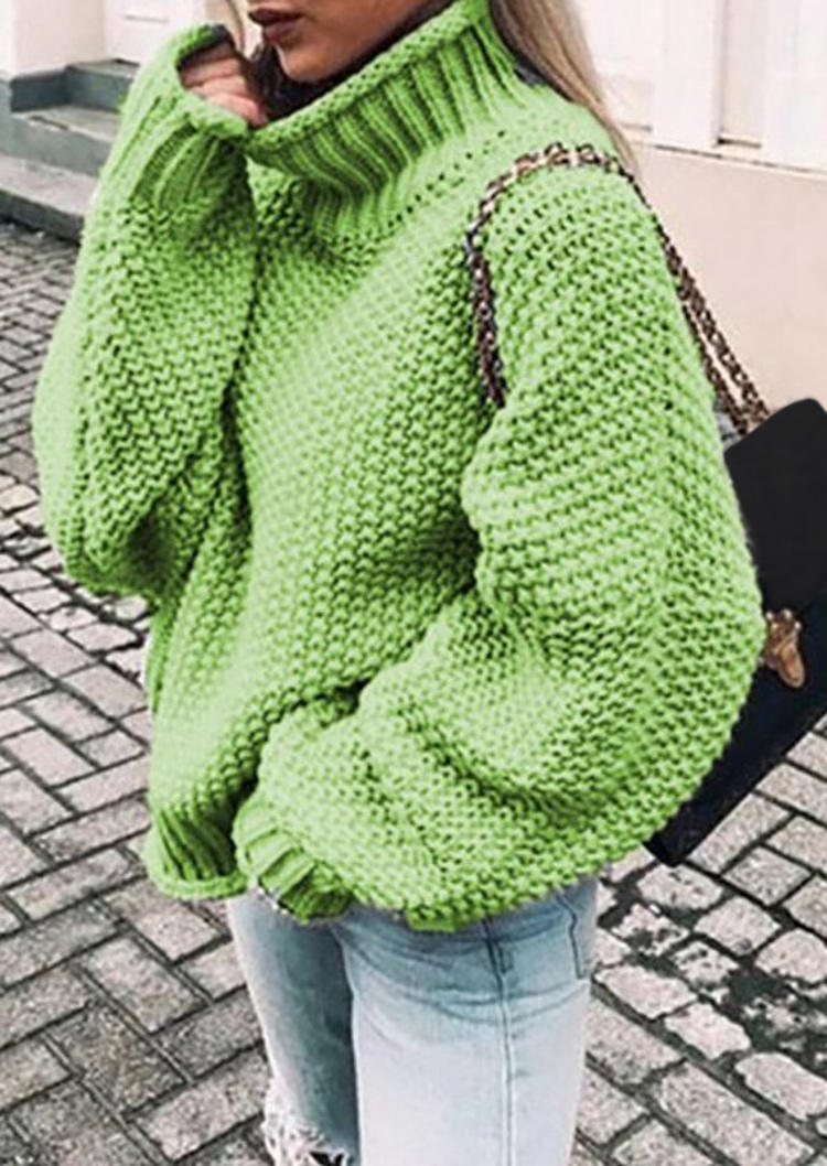 

Turtleneck Batwing Sleeve Sweater - Green, 523663