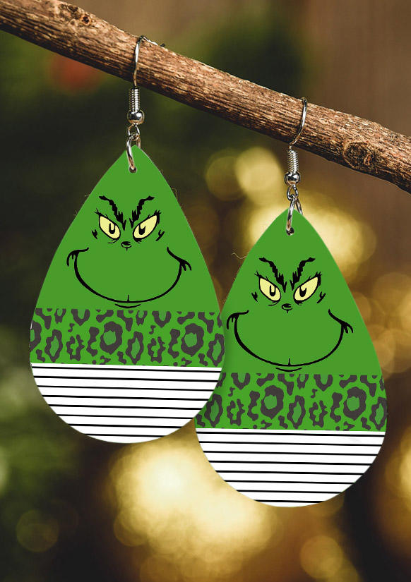 

Christmas Cartoon Leopard Striped Earrings, Multicolor, 523755