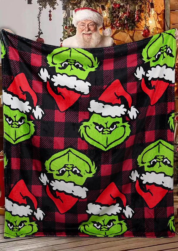 

Christmas Hat Cartoon Plaid Flannel Blanket, Multicolor, 523781