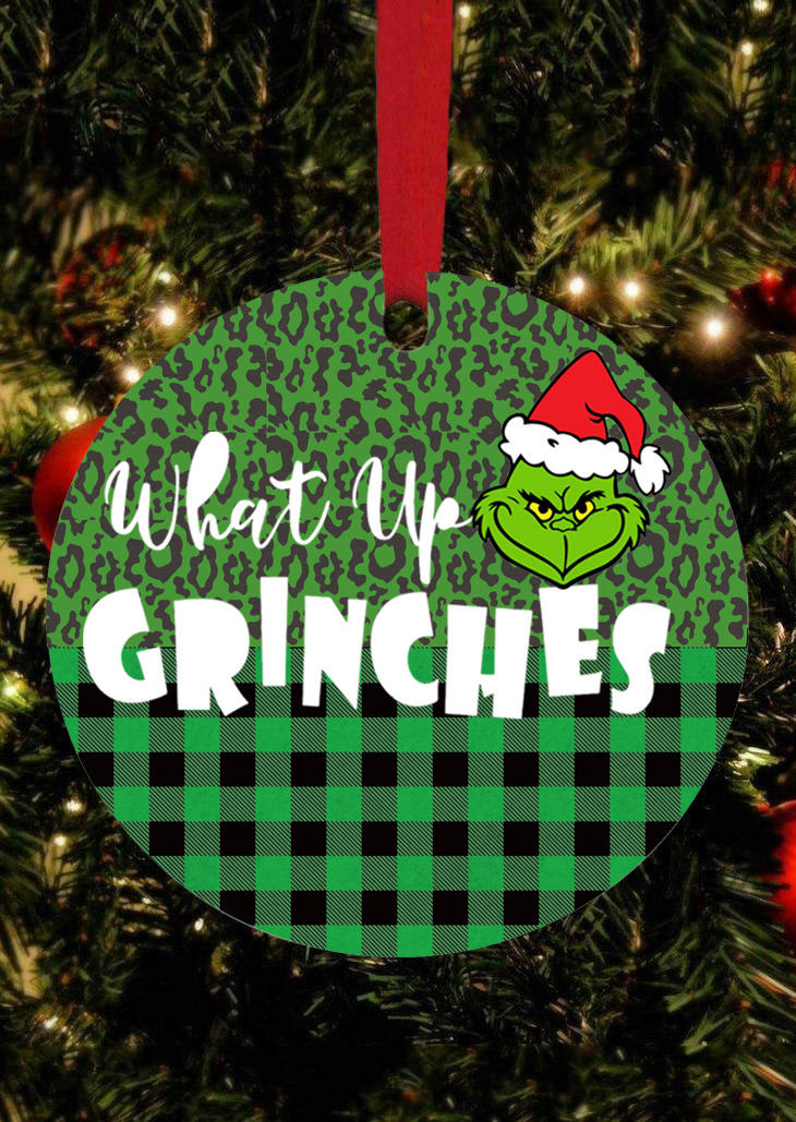 

Christmas What Up Cartoon Leopard Plaid Pendant Ornament, Green, 523784