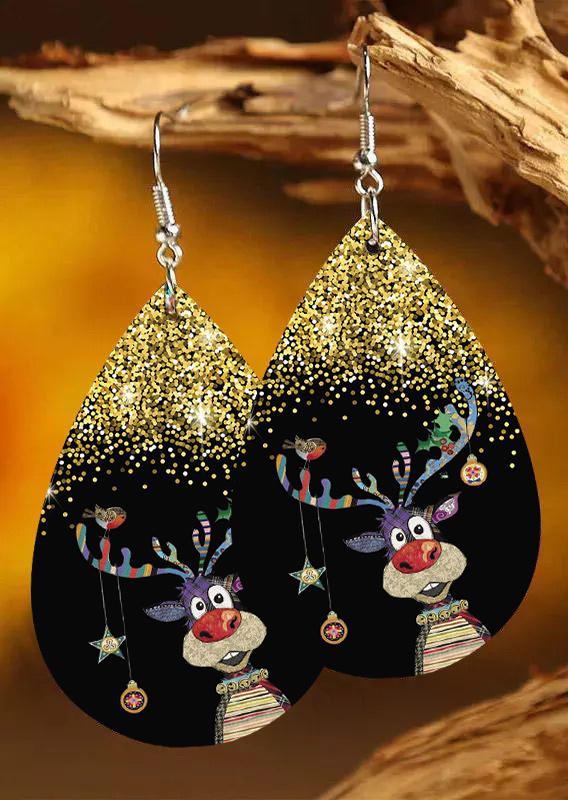 

Christmas Reindeer Water Drop Earrings, Black, 523792