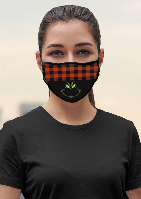

Christmas Cartoon Buffalo Plaid Mask - Black, 523838
