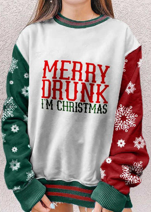 

Merry Drunk I' Christmas Snowflake Sweatshirt - White, 523919