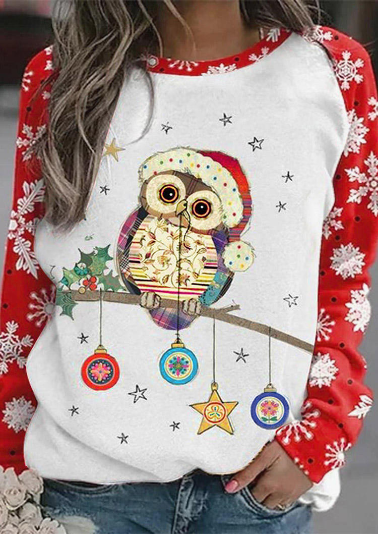 

Snowflake Owl Pullover Sweatshirt - White, 522831