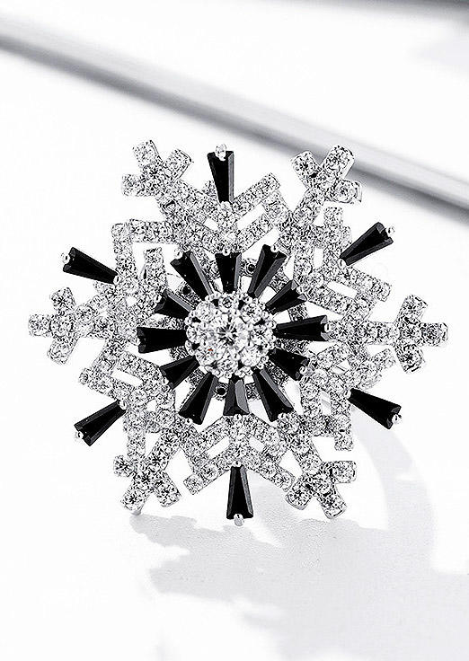 Snowflake Rhinestone Rotatable Open Adjustable Ring