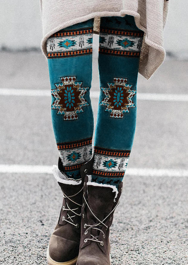 

Aztec Geometric Horse Turquoise Leggings, Multicolor, 523752