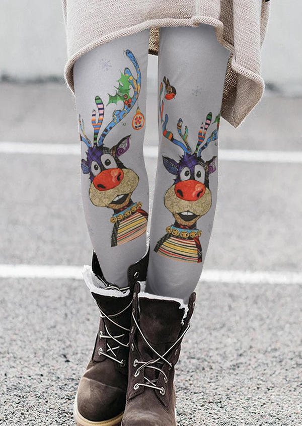 

Christmas Reindeer Skinny Leggings - Gray, 523753