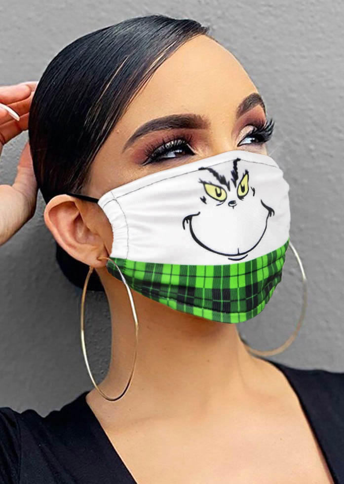 

Cartoon Plaid Adjustable Mask, Green, 523778