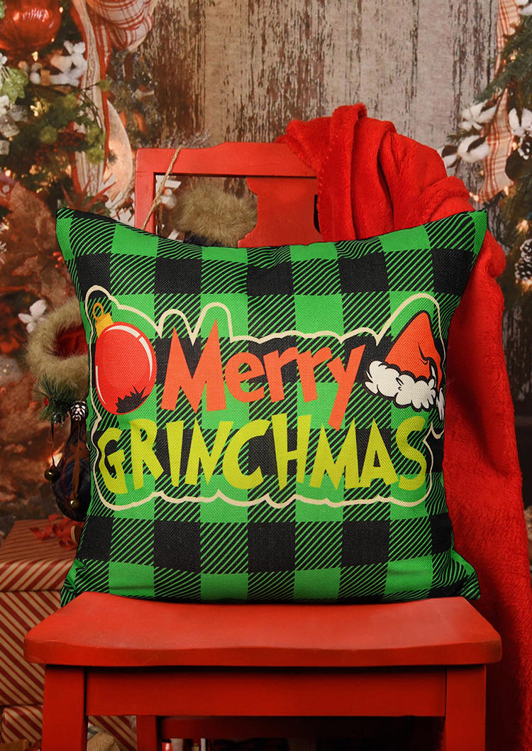 

Merry Christmas Hat Plaid Pillowcase without Pillow, Pattern1, 523794