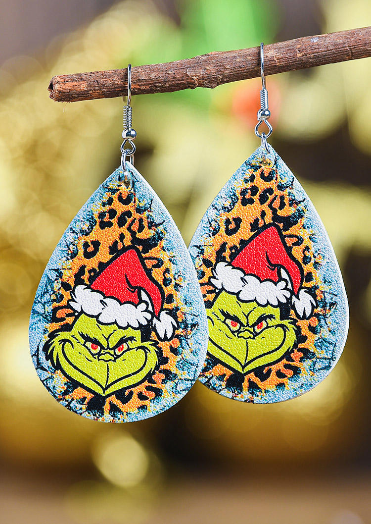 

Christmas Hat Cartoon Leopard Water Drop Earrings, Multicolor, 523796