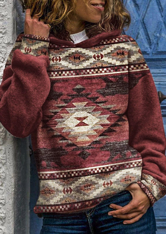 

Aztec Geometric Western Pullover Hoodie, Multicolor, 523799