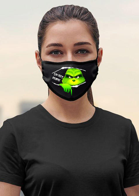 

Christmas Cartoon Breathable Mask - Black, 523837
