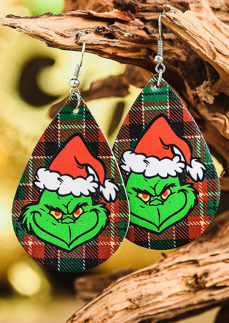 

Hat Cartoon Plaid Water Drop Earrings, Multicolor, 523934