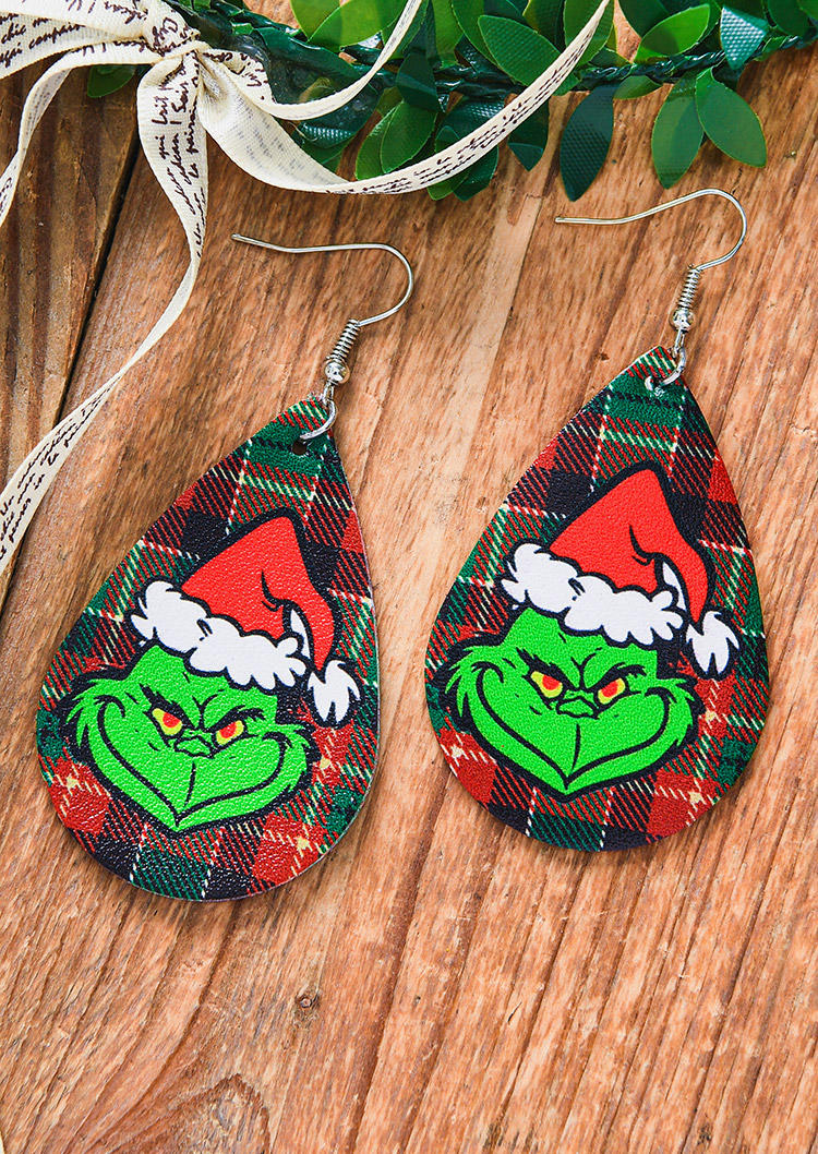 Hat Cartoon Plaid Water Drop Earrings