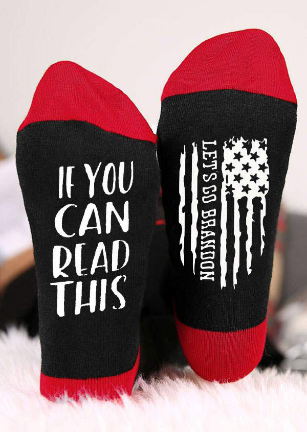 

If You Can Read This Let's Go Brandon Crew Socks, Black, 523960