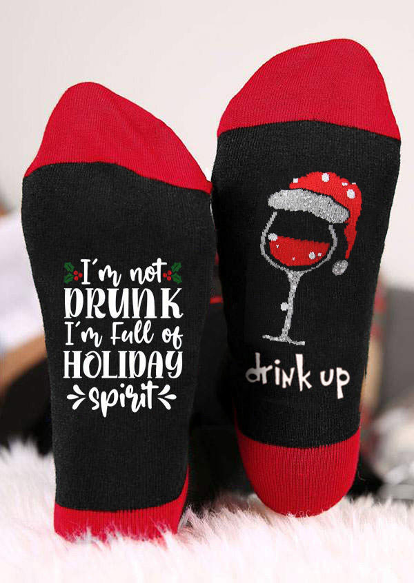 Christmas I'm Not Drunk I'm Full Of Holiday Spirit Crew Socks