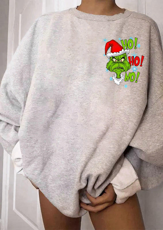 

Hat Ho Ho No Cartoon Sweatshirt - Gray, 524102
