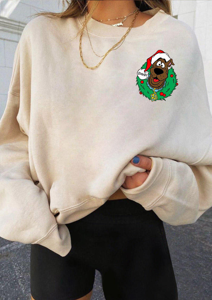 

Christmas Cartoon Dog Long Sleeve Sweatshirt - Apricot, 524168