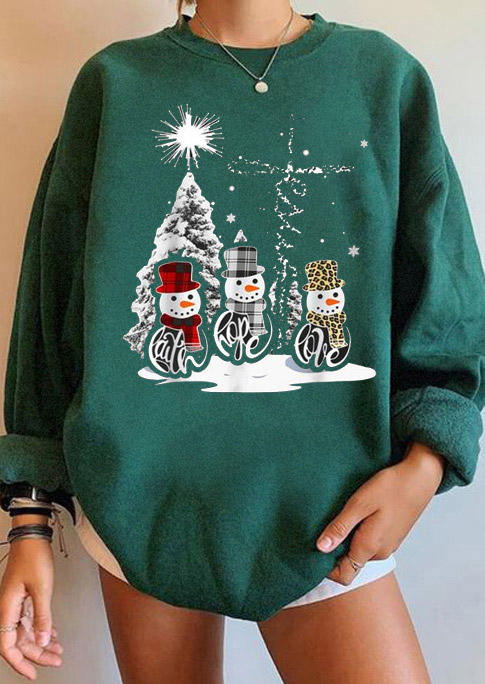 

Christmas Snowman Plaid Leopard Sweatshirt - Green, 524192