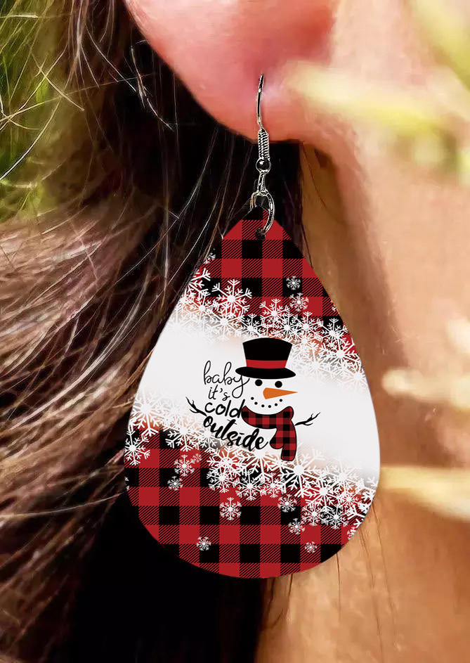 

Christmas Snowflake Plaid Baby It's Cold Outside Earrings, Multicolor, 524193