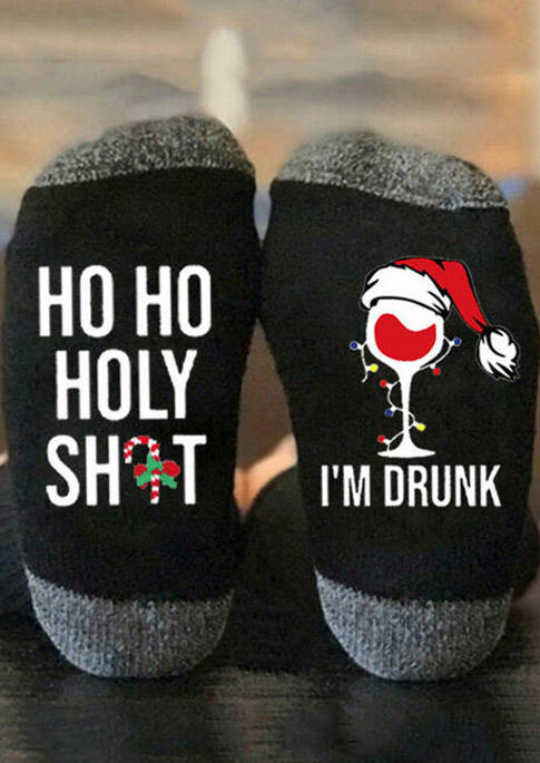 

Ho Ho I'm Drunk Casual Crew Socks, Black, 524250